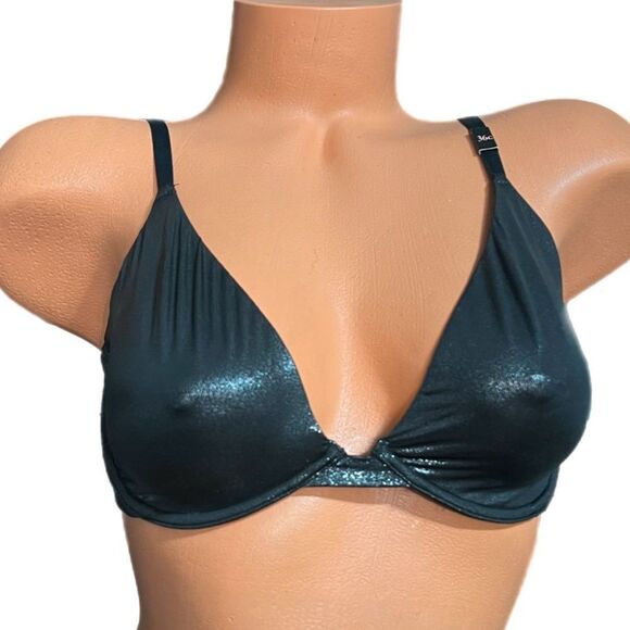 Victorias Secret Body Supersoft Metallic Unlined Plunge bra dark gray 36C - Picture 4 of 4
